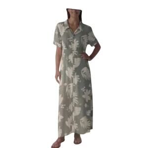 O’Neill Ladies Claire Dress Green Maxi Leaf Tropical Size XXL Vacation